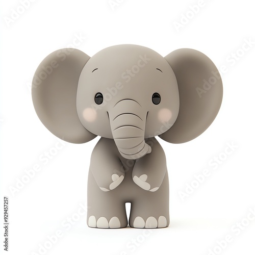 Cute cartoon elephant character with big ears and a friendly smile, perfect for children's designs and playful themes.