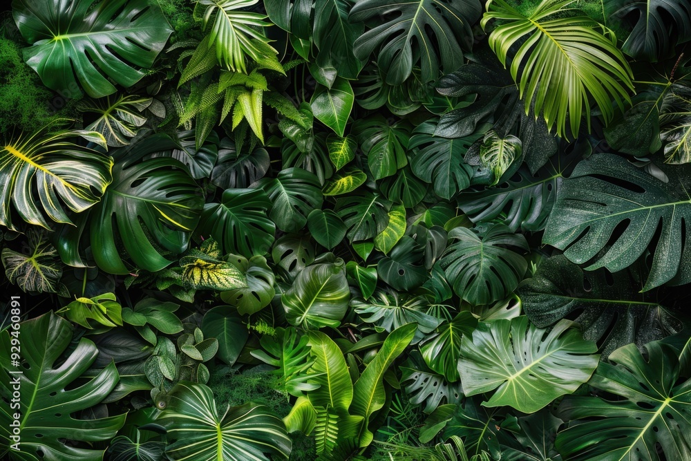 A bunch of green leaves growing on a wall A bunch of green leaves growing on a wall