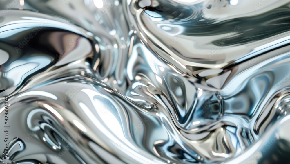 close-up of chrome abstract liquid sculpture close-up of chrome abstract liquid sculpture