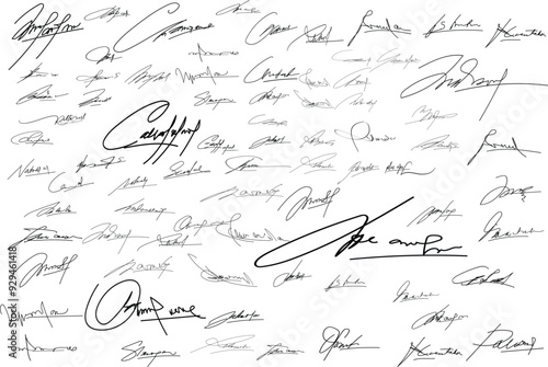 Autographs handwritten pen signatures for digital documents. Hand signature templates, Abstract Signature for Documents set.eps