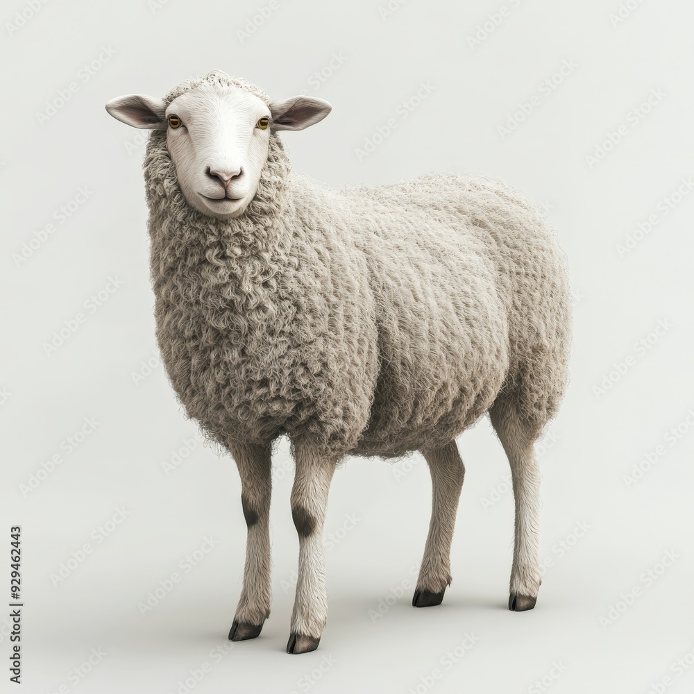 A realistic depiction of a sheep standing on a plain background. A realistic depiction of a sheep standing on a plain background.