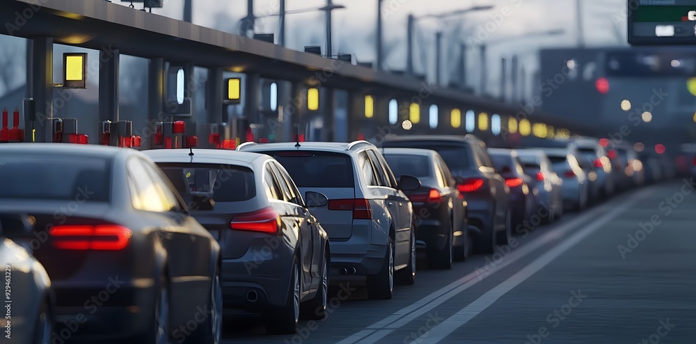 Fototapeta premium Traffic Jam at a Toll Booth