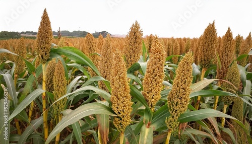 biofuel and new boom food sorghum plantation industry field of sweet gluten free sorghum stalk and seeds isolated millet field agriculture field of sorghum durra milo jowari healthy nutrients photo