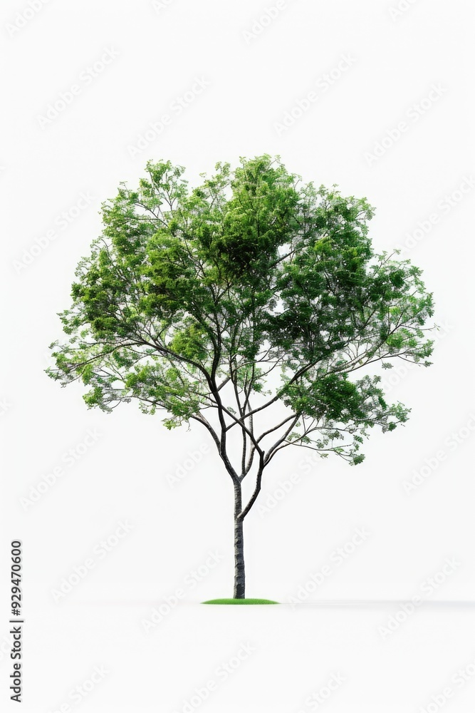 A single tree with lush green leaves against a clean white background, ideal for nature-inspired designs and layouts A single tree with lush green leaves against a clean white background, ideal for nature-inspired designs and layouts