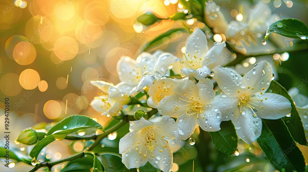 Delicate White Flowers with Raindrops Delicate White Flowers with Raindrops