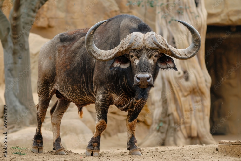 Close-up of African Buffalo with Powerful Horns Close-up of African Buffalo with Powerful Horns
