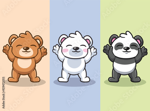 cute and adorable baby bear illustration collection
