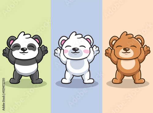cute and adorable baby bear illustration collection