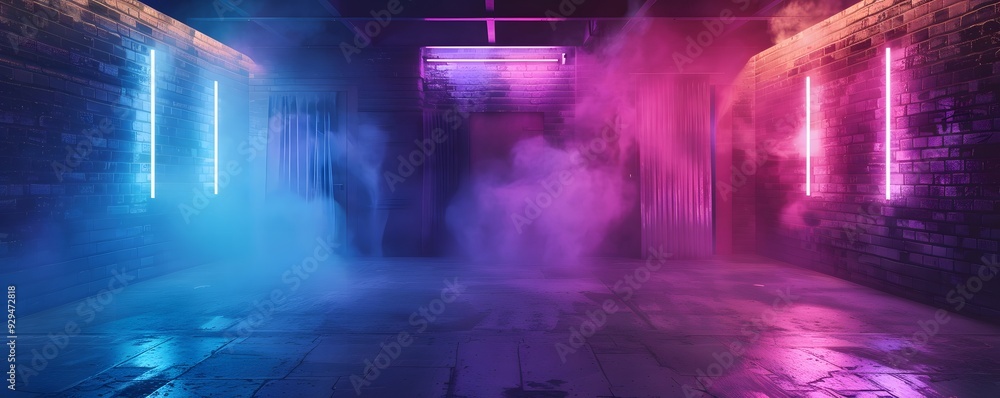 Brick Room with Neon Lights and Fog Brick Room with Neon Lights and Fog