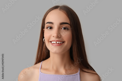 Young woman with diastema s...
