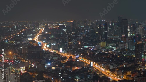 Wallpaper Mural Time lapse of aerial view of Bangkok Downtown. Financial district and business centers in smart urban city in Asia. Skyscraper and high-rise buildings. Thailand. Torontodigital.ca