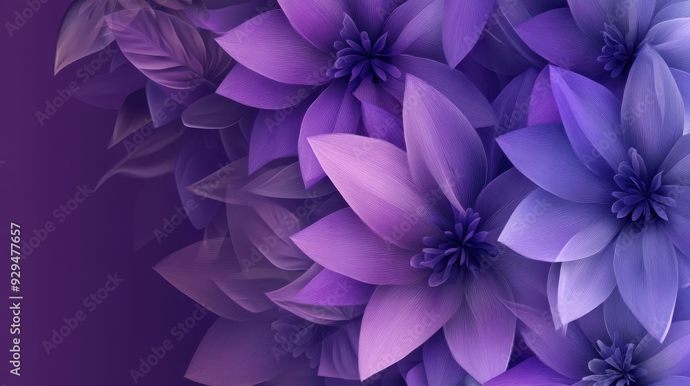 A vibrant arrangement of purple flowers with soft gradients and layered petals. A vibrant arrangement of purple flowers with soft gradients and layered petals.