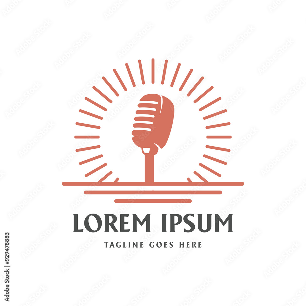 Morning Sunrise Mic Microphone Headphones Waveform Sound Wave for Podcast Radio Recording Illustration Morning Sunrise Mic Microphone Headphones Waveform Sound Wave for Podcast Radio Recording Illustration