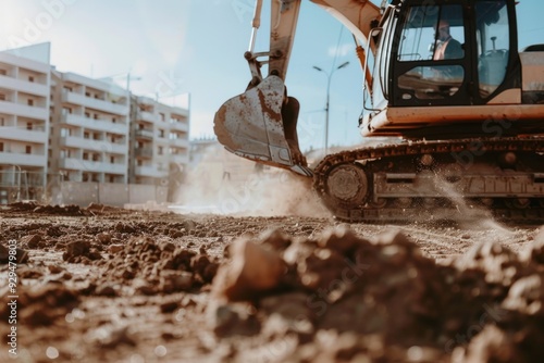 Excavator Working on a Construction Site