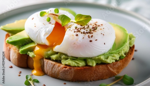 poached egg avocado sandwich generative ai image