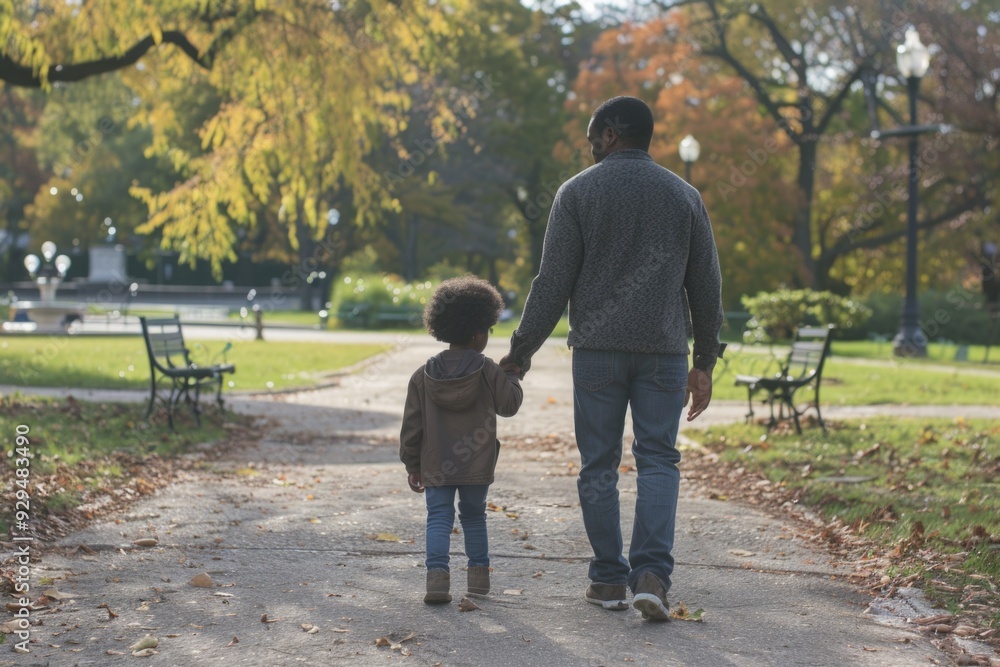 A father-son duo strolling together, possibly on a family outing or a casual afternoon walk A father-son duo strolling together, possibly on a family outing or a casual afternoon walk