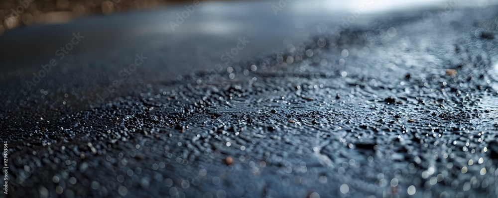 Close-Up of a Wet, Dark Surface with a Shimmering Reflection Close-Up of a Wet, Dark Surface with a Shimmering Reflection