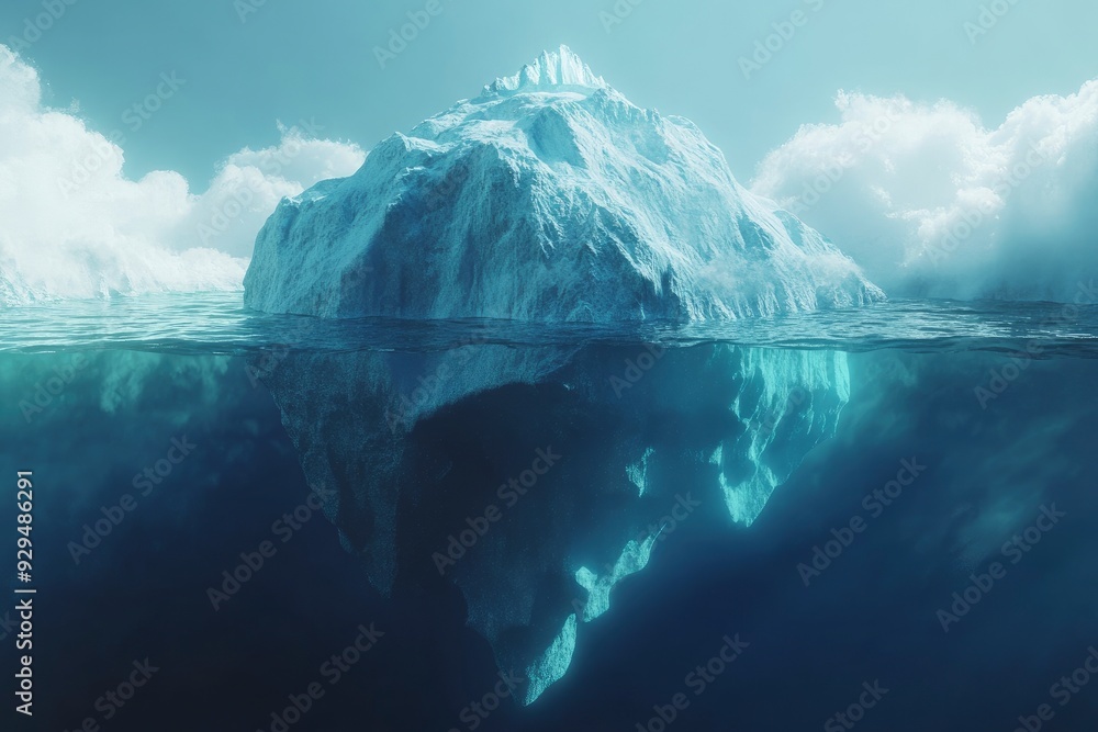 Iceberg - Underwater Risk - Global Warming Concept - 3d Rendering, ai Iceberg - Underwater Risk - Global Warming Concept - 3d Rendering, ai