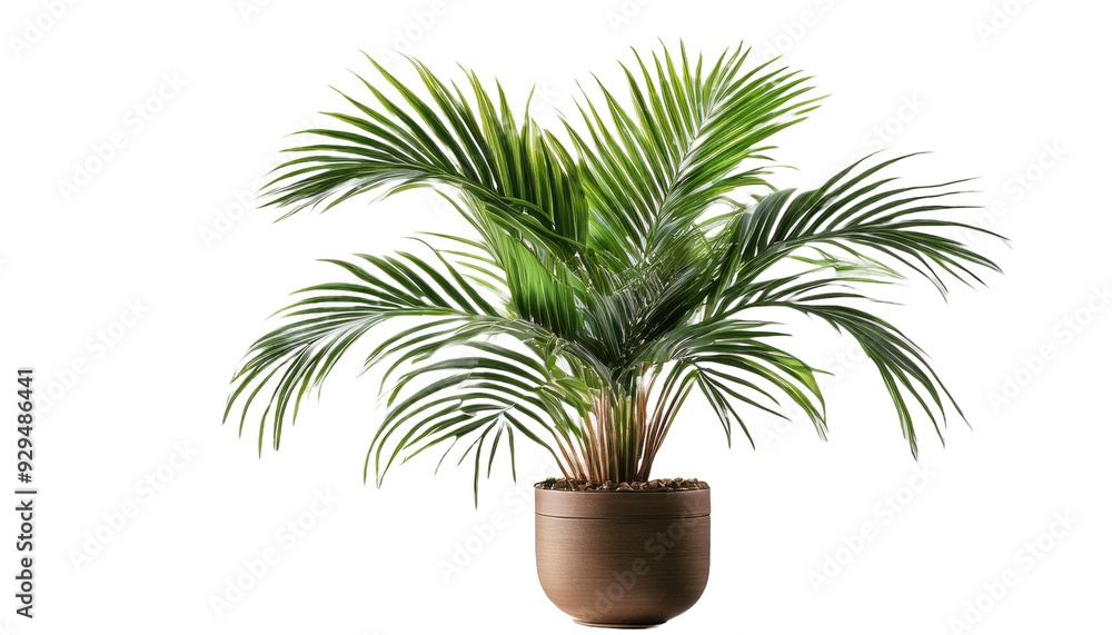 a palm house plant in a planter on transparency background PNG a palm house plant in a planter on transparency background PNG