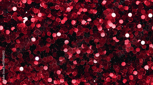 glittering ruby red sequin texture with scattered black and gold accents
