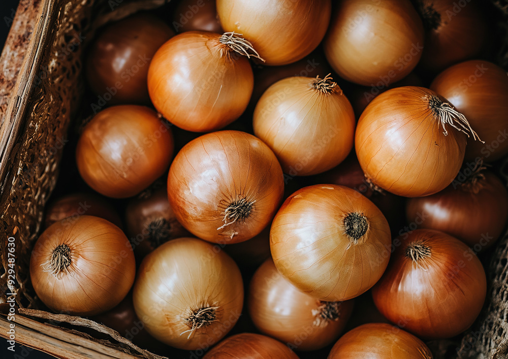 Onions with golden brown skin arranged on a wooden surface, high-quality food photo, top view composition highlighting texture and color contrasts.
Onions with golden brown skin arranged on a wooden surface, high-quality food photo, top view composition highlighting texture and color contrasts.