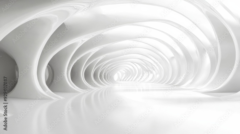 Fototapeta premium abstract white background architecture glossy room 3d render illustration 