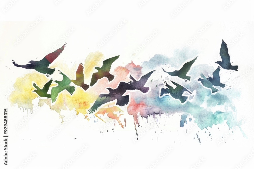 Obraz premium A picture of birds flying together in the sky