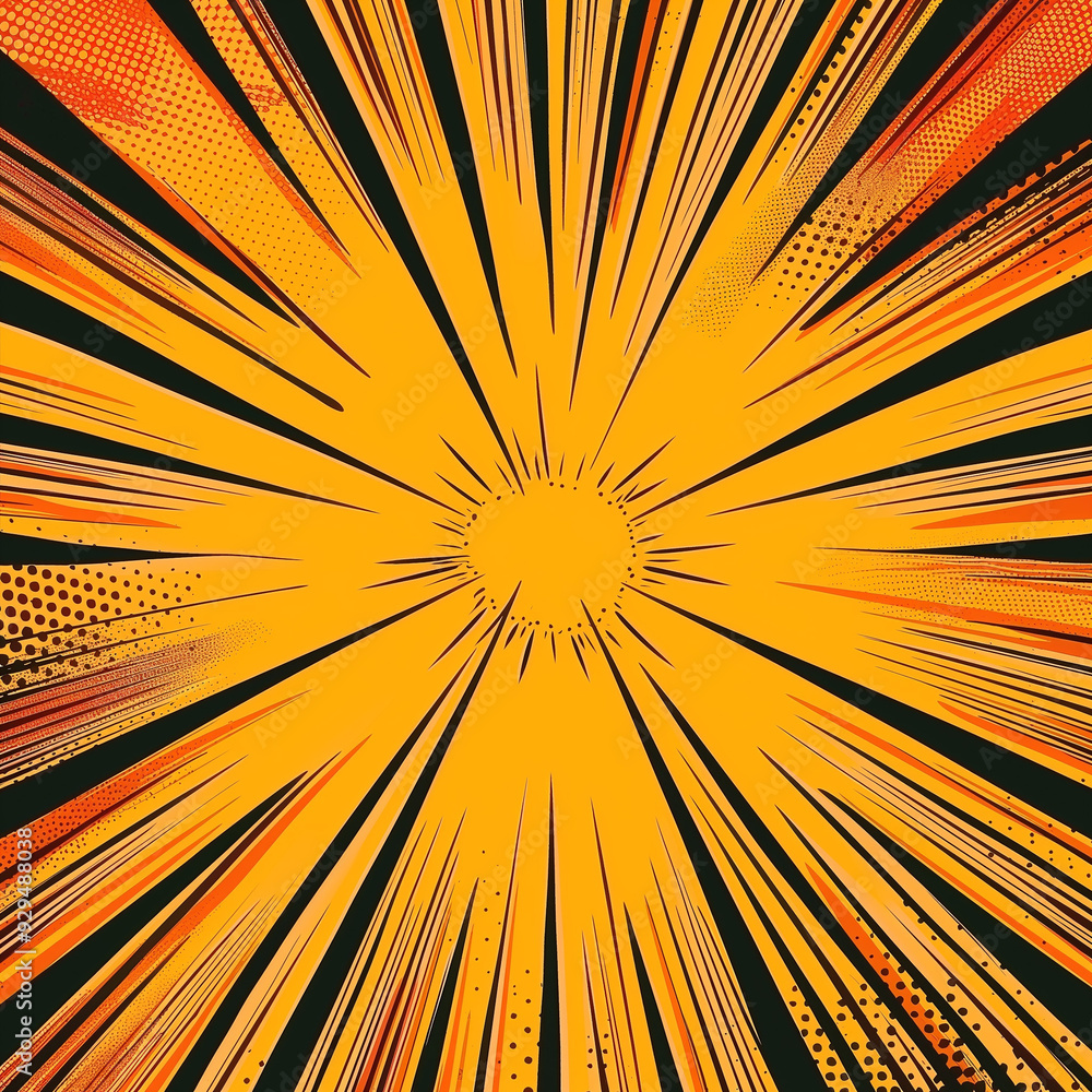 Obraz premium yellow and orange rays, gradient as a background for a comic book or a vintage picture, generative AI