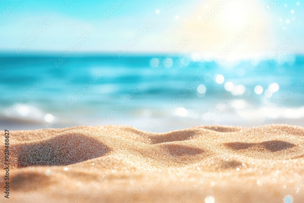 Sand With Blue Sea - Beach Summer Defocused Background With Glittering Of Sunlights , ai Sand With Blue Sea - Beach Summer Defocused Background With Glittering Of Sunlights , ai