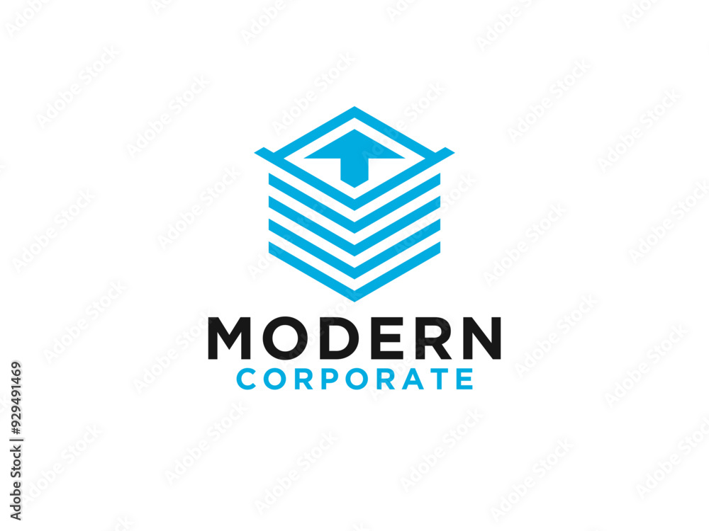 Fast Shipping Delivery Logo. Hexagonal Line Box Cube Geometric Lines Right Arrow Icon Combination isolated on White Background. Fast Shipping Delivery Logo. Hexagonal Line Box Cube Geometric Lines Right Arrow Icon Combination isolated on White Background.