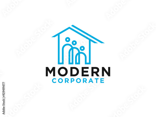 Family Home Logo. House Icon with People inside isolated on White Background.