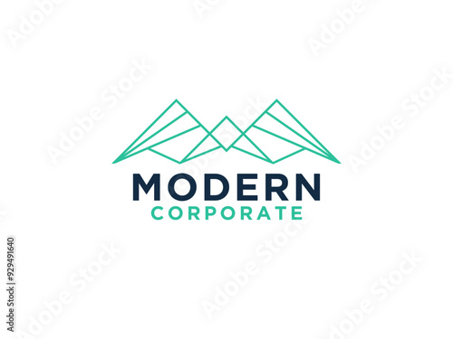 Outline Abstract Mountain Logo. Flat Line Vector Logo