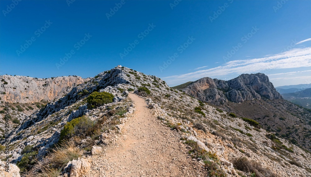 A path that extends at the end of a high and steep mountain, A path that extends at the end of a high and steep mountain,