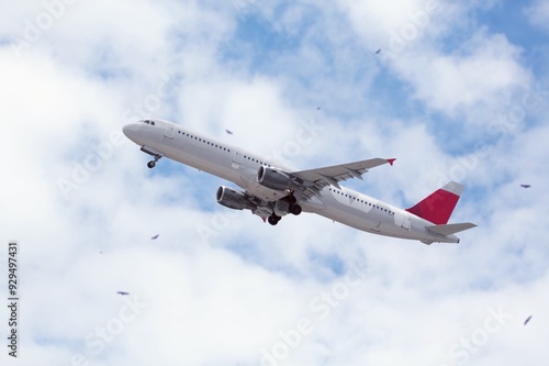 Beautiful airplane in the blue sky background