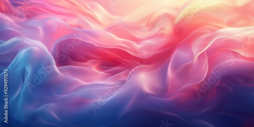 Wallpaper Mural A vibrant and flowing abstract image featuring soft, wavy fabric-like textures in a gradient of colors, ranging from pinks and purples to blues Torontodigital.ca