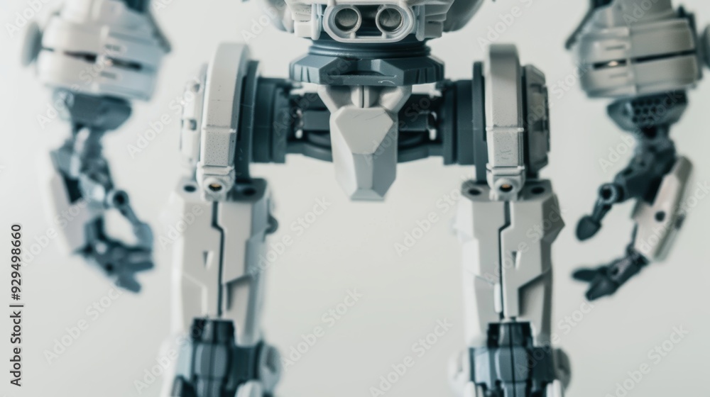 Futuristic robot stands guard with blurred arms, embodying power and intelligence in a digital age Futuristic robot stands guard with blurred arms, embodying power and intelligence in a digital age