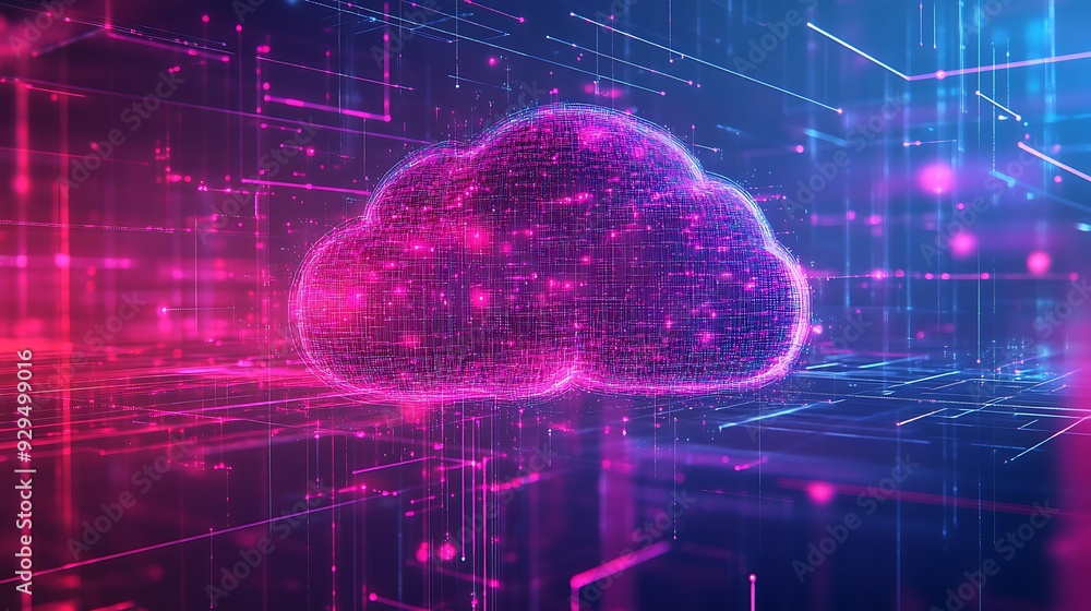 Abstract Cloud Computing Concept with a Wireframe Cloud Abstract Cloud Computing Concept with a Wireframe Cloud