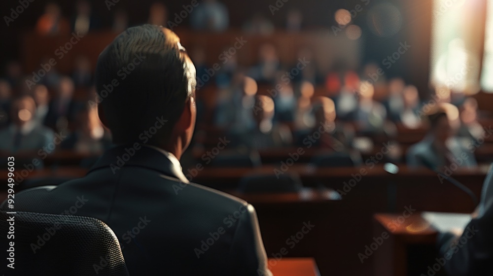 A professional man speaking to an audience, possibly giving a presentation or speech A professional man speaking to an audience, possibly giving a presentation or speech