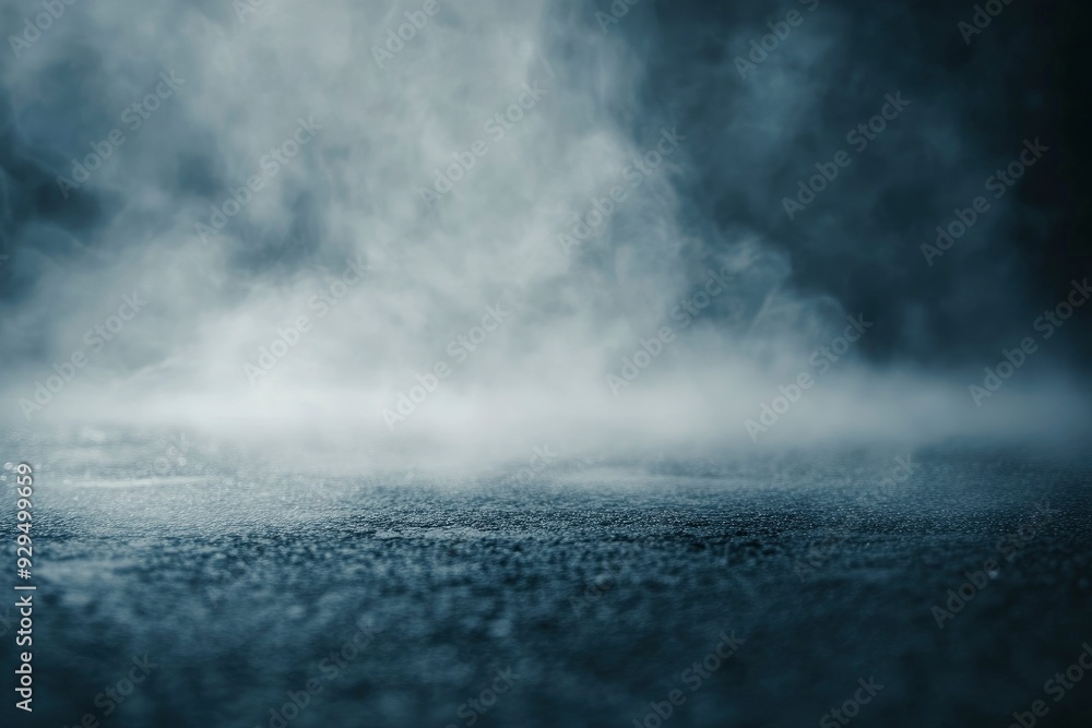 Smoke On Cement Floor With Defocused Fog In Halloween Abstract Background , ai