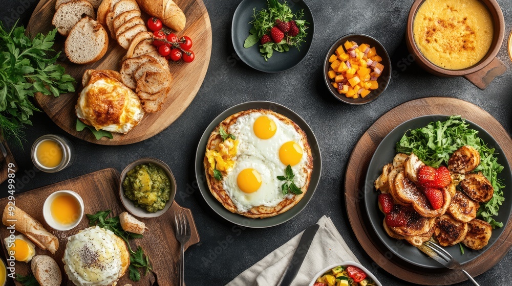 Brunch-themed food flyer design featuring breakfast dishes, with ample space for event details and promotional text. Brunch-themed food flyer design featuring breakfast dishes, with ample space for event details and promotional text.