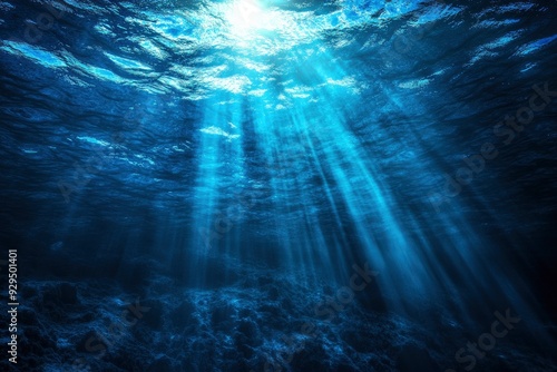 Wallpaper Mural Underwater Sea - Deep Water Abyss With Blue Sun light , ai Torontodigital.ca