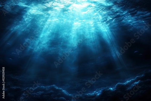 Wallpaper Mural Underwater Sea - Deep Water Abyss With Blue Sun light , ai Torontodigital.ca