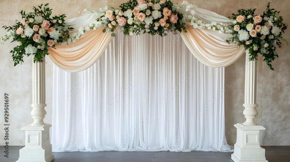 Elegant Wedding Arch with Detailed Decorations. Elegant Wedding Arch with Detailed Decorations.