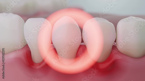 gingivitis warning sign, gums disease symptoms concept.