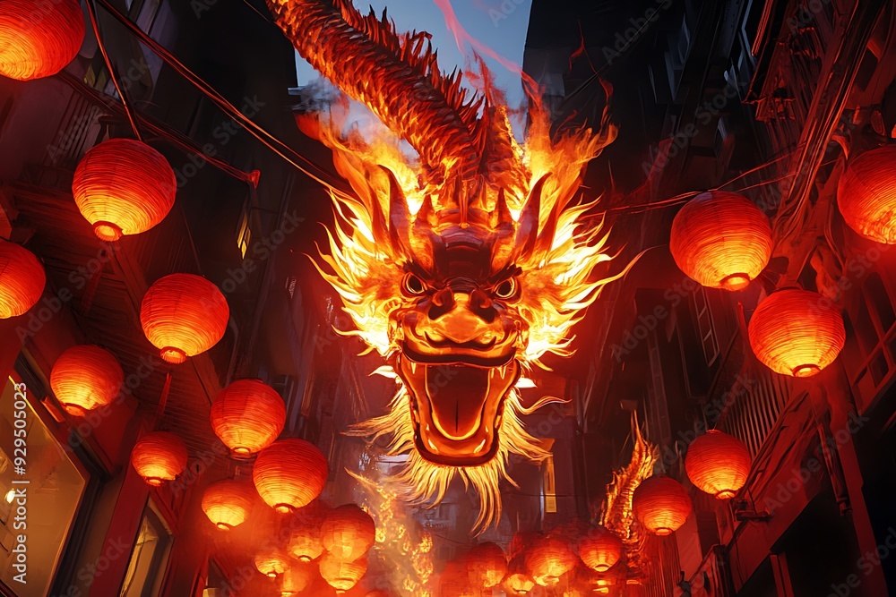 Tai Hang fire dragon through narrow streets in chinese new year Tai Hang fire dragon through narrow streets in chinese new year