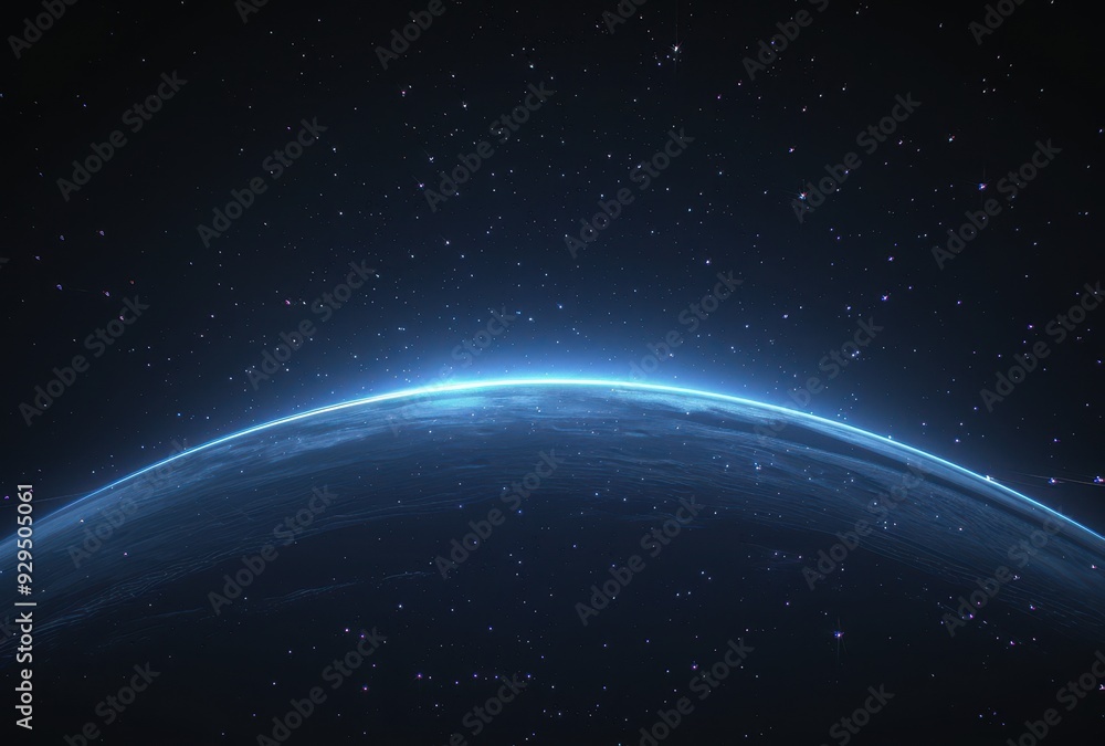 Fototapeta premium A Glowing Earth From Space Surrounded By Stars