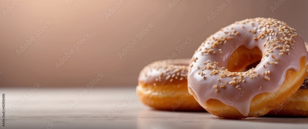 Glazed Donut with Sprinkles on a White Surface Glazed Donut with Sprinkles on a White Surface