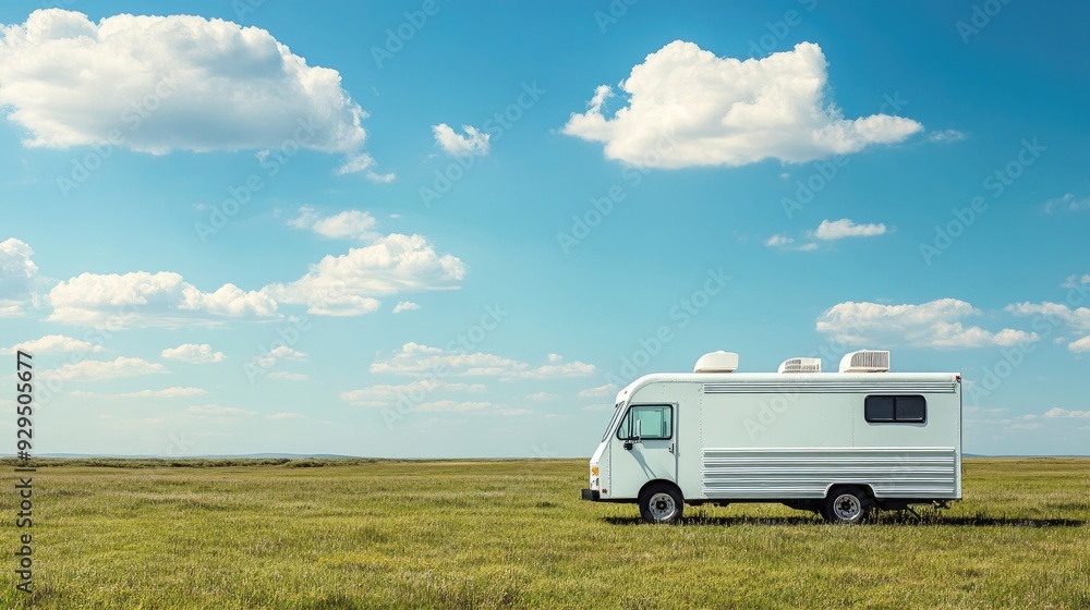 Food truck template parked in an open field, with clear skies and ample copy space. Food truck template parked in an open field, with clear skies and ample copy space.