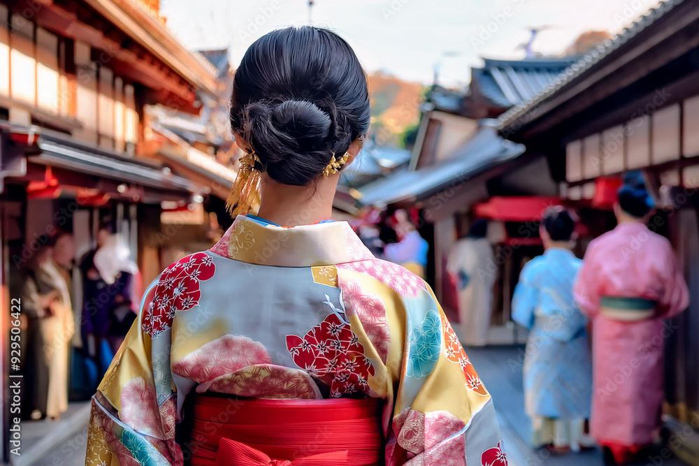 着物姿の女性の後ろ姿 着物姿の女性の後ろ姿