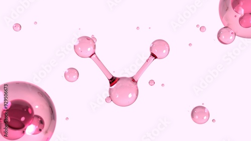 Fotografie Skincare Collagen Serum Molecules Biomedical 3D Illustration